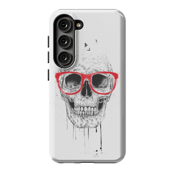 Galaxy S23 StrongFit Skull with red glasses by Balazs Solti