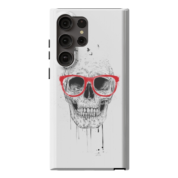 Galaxy S23 Ultra StrongFit Skull with red glasses by Balazs Solti