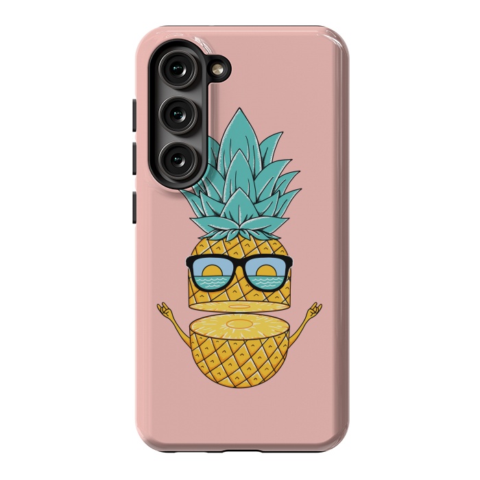 Galaxy S23 StrongFit Pineapple Sunglasses Pink by Coffee Man