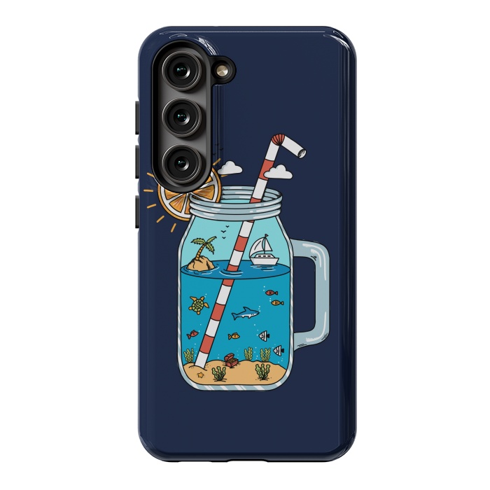 Galaxy S23 StrongFit Drink Landscape Blue by Coffee Man