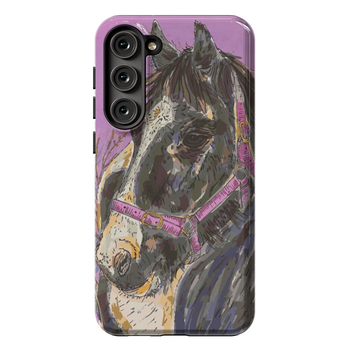 Galaxy S23 Plus StrongFit Black and White Horse by Lotti Brown
