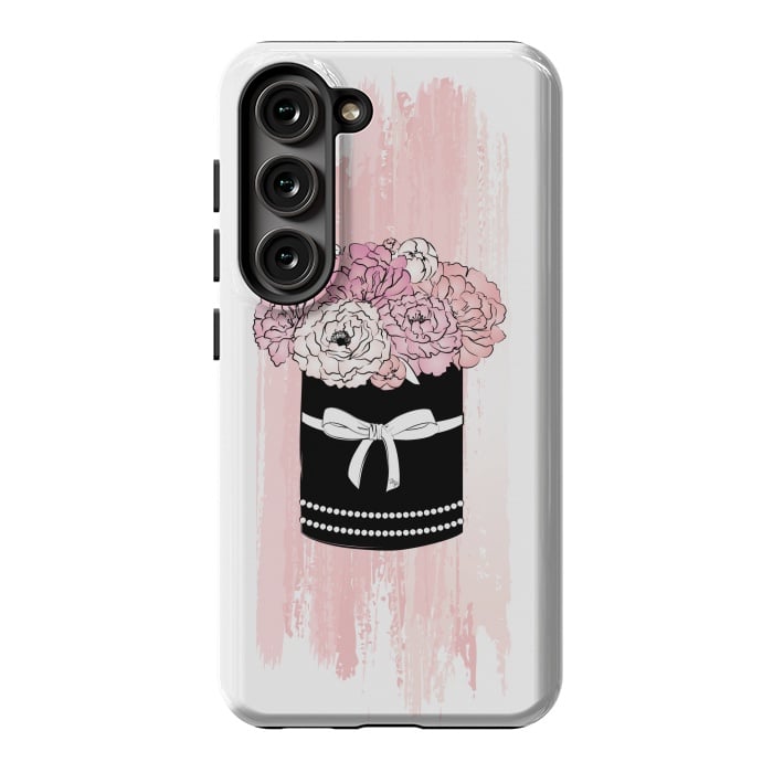 Galaxy S23 StrongFit Flower Box with pink Peonies by Martina