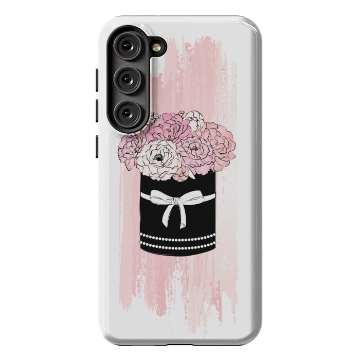 Galaxy S23 Plus StrongFit Flower Box with pink Peonies by Martina