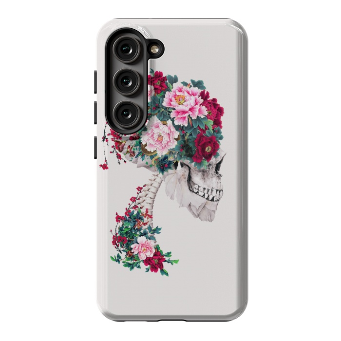 Galaxy S23 StrongFit Skull with Peonies by Riza Peker