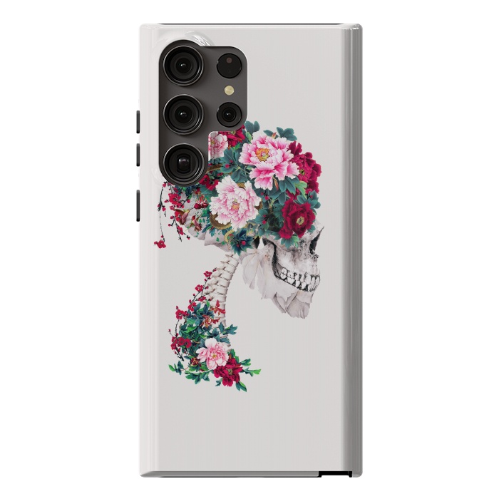 Galaxy S23 Ultra StrongFit Skull with Peonies by Riza Peker