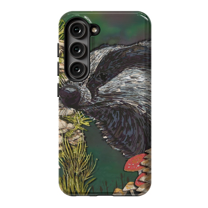 Galaxy S23 StrongFit Badger Woodland Walk by Lotti Brown