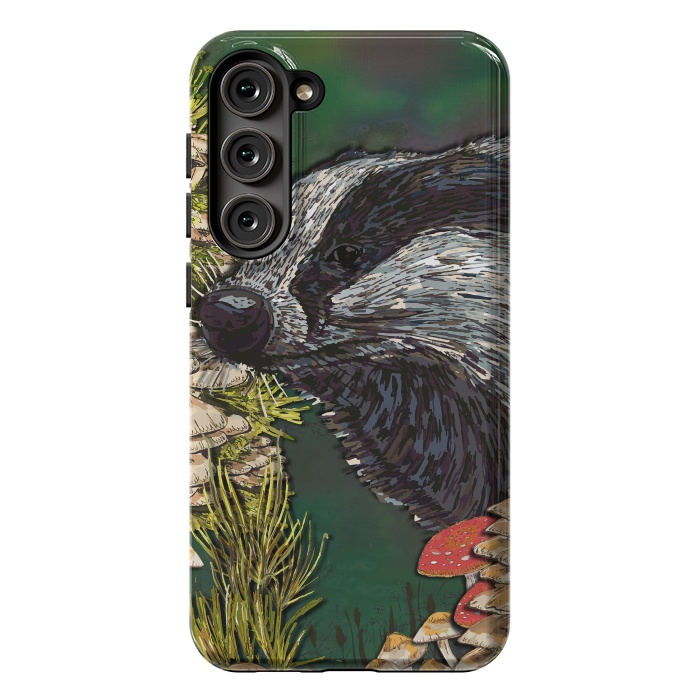 Galaxy S23 Plus StrongFit Badger Woodland Walk by Lotti Brown