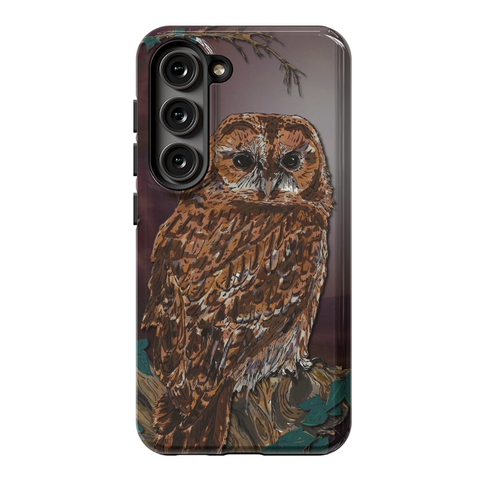 Galaxy S23 StrongFit Tawny Owl - Mistress of the Night by Lotti Brown