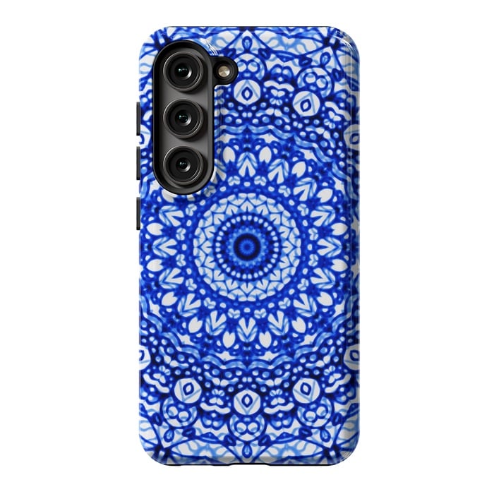 Galaxy S23 StrongFit Blue Mandala Mehndi Style G403  by Medusa GraphicArt