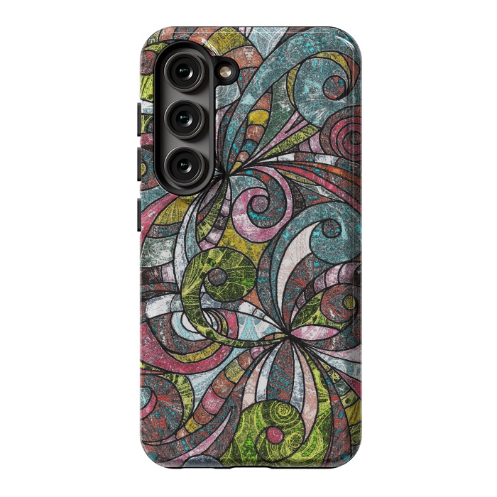 Galaxy S23 StrongFit Drawing Floral Zentangle G203 by Medusa GraphicArt