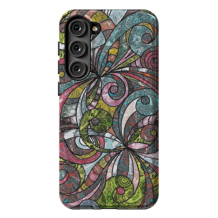 Galaxy S23 Plus StrongFit Drawing Floral Zentangle G203 by Medusa GraphicArt