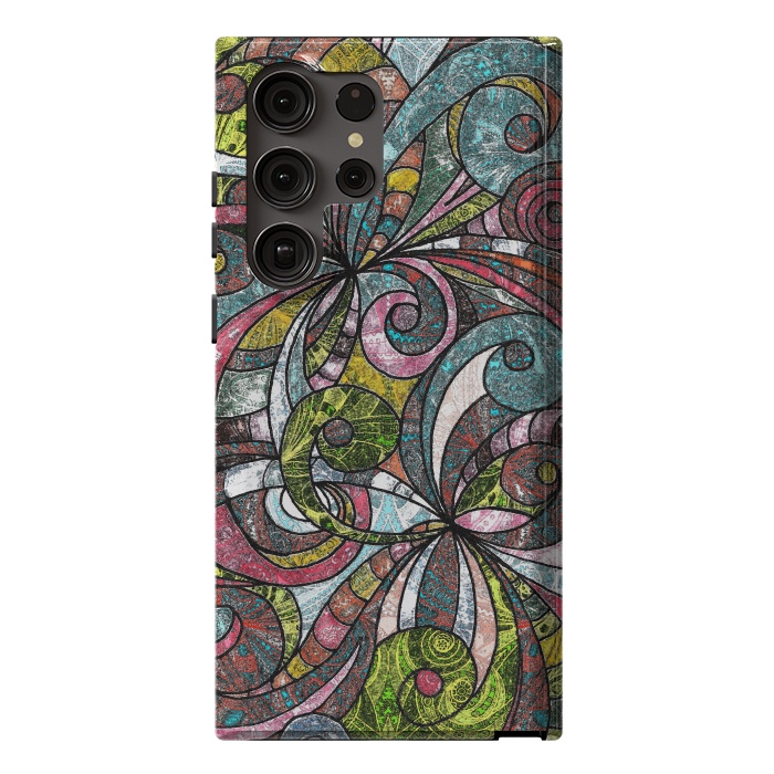 Galaxy S23 Ultra StrongFit Drawing Floral Zentangle G203 by Medusa GraphicArt