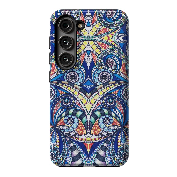 Galaxy S23 StrongFit Drawing Floral Zentangle G7B by Medusa GraphicArt