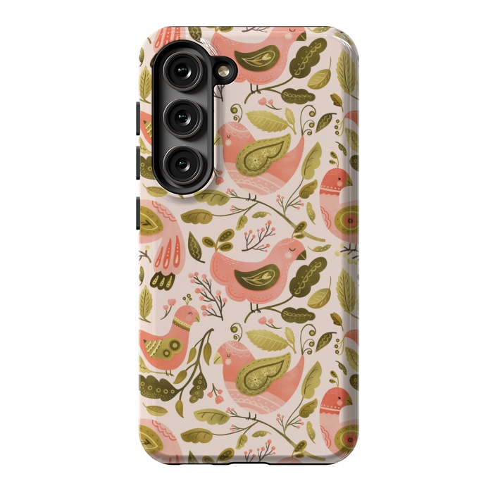 Galaxy S23 StrongFit Peachy Keen Birds by Noonday Design