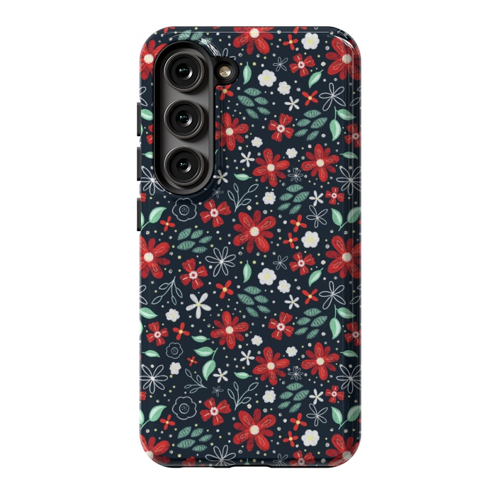 Galaxy S23 StrongFit Little Christmas Flowers by Noonday Design