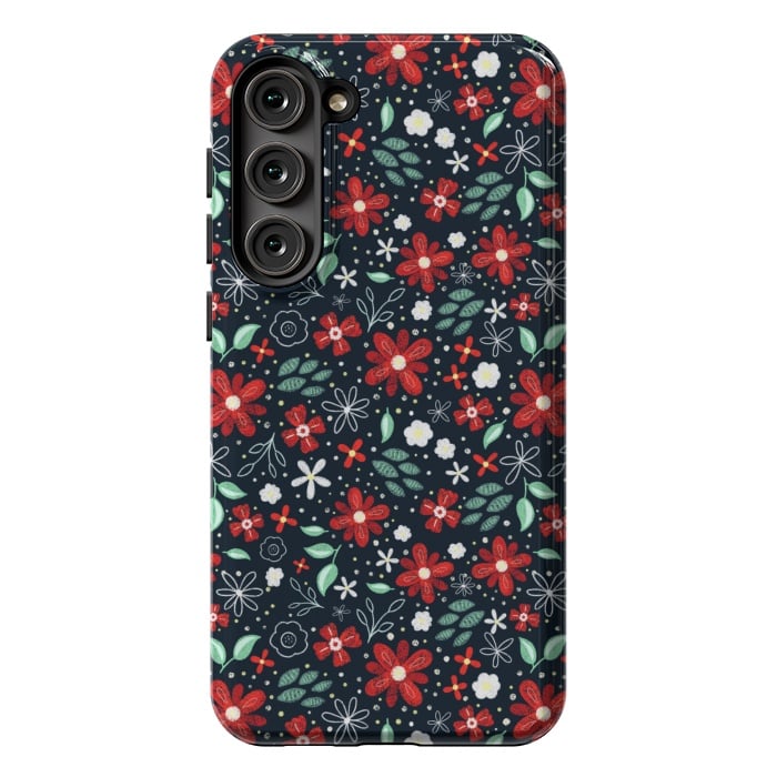 Galaxy S23 Plus StrongFit Little Christmas Flowers by Noonday Design