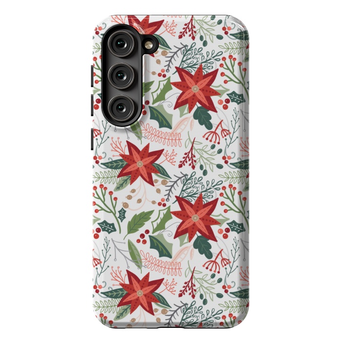 Galaxy S23 Plus StrongFit Festive Poinsettias by Noonday Design