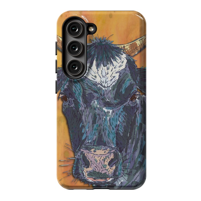 Galaxy S23 StrongFit Cow in Yellow by Lotti Brown