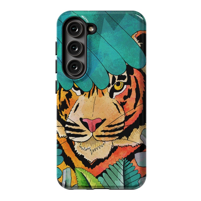 Galaxy S23 StrongFit Jungle tiger hunter by Steve Wade (Swade)