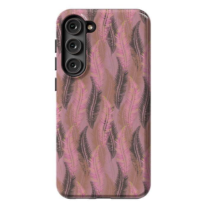 Galaxy S23 Plus StrongFit Feather Stripe in Coral and Soft Pink by Lotti Brown