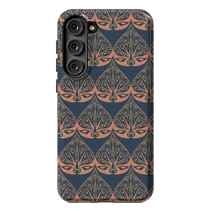 Galaxy S23 Plus StrongFit Art Deco - Blue & Coral by Lotti Brown
