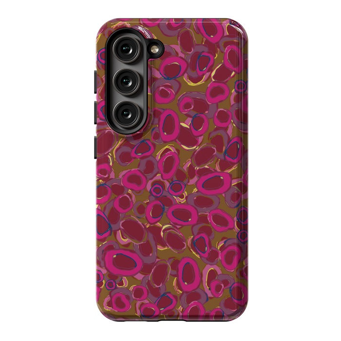 Galaxy S23 StrongFit Bold Circles - Red & Pink by Lotti Brown