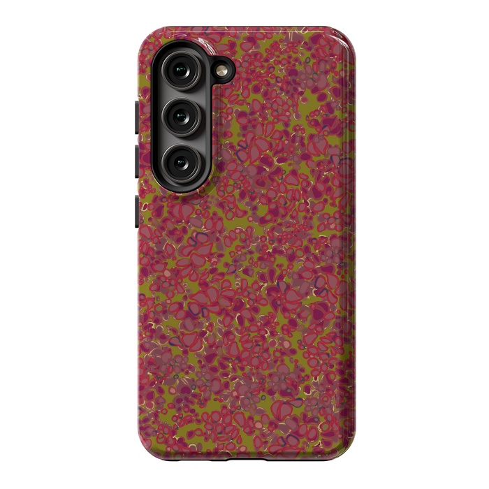 Galaxy S23 StrongFit Tiny Circles - Red & Green by Lotti Brown