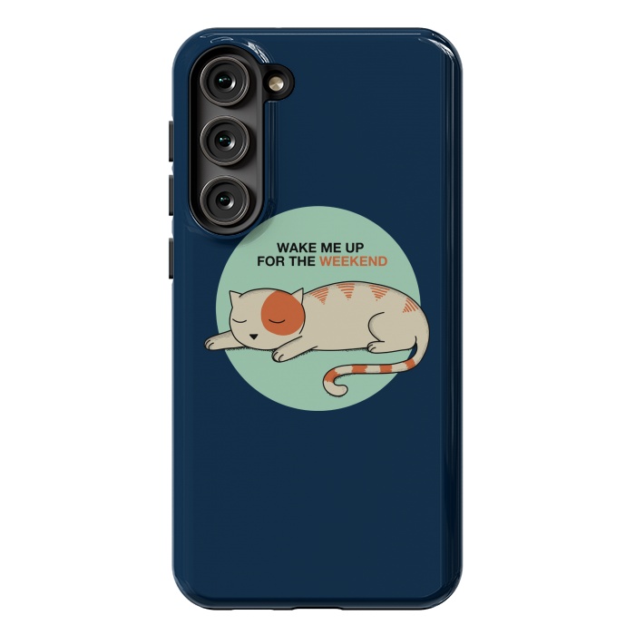 Galaxy S23 Plus StrongFit Cat wake me up blue by Coffee Man