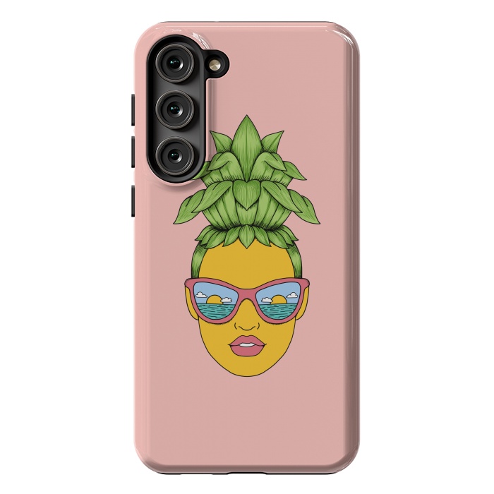 Galaxy S23 Plus StrongFit Pineapple Girl Pink by Coffee Man