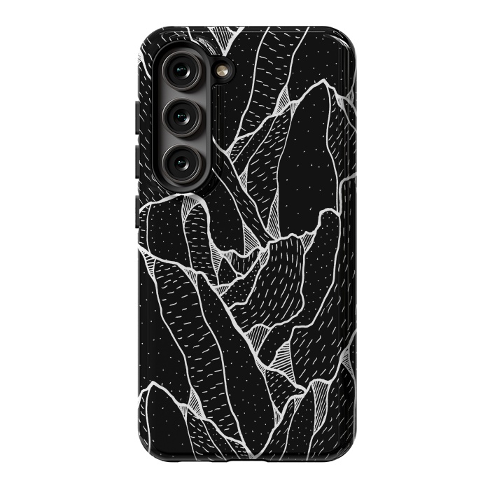 Galaxy S23 StrongFit Black and white pattern hills by Steve Wade (Swade)