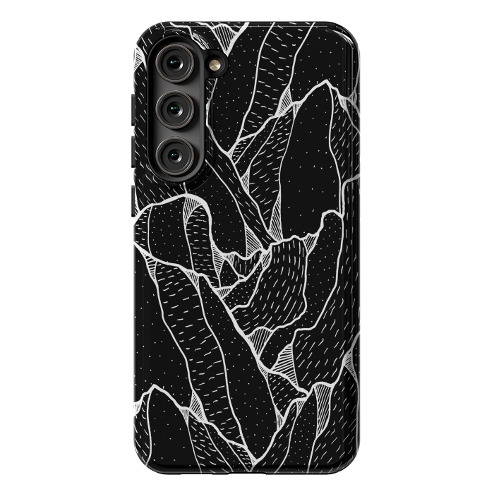 Galaxy S23 Plus StrongFit Black and white pattern hills by Steve Wade (Swade)