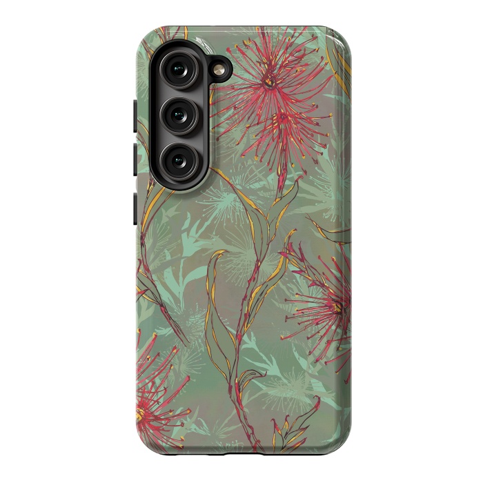 Galaxy S23 StrongFit Red Gum Flower by Lotti Brown