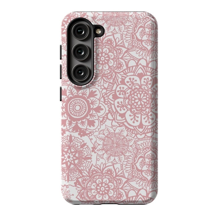 Galaxy S23 StrongFit Light Pink Mandala Pattern by Julie Erin Designs