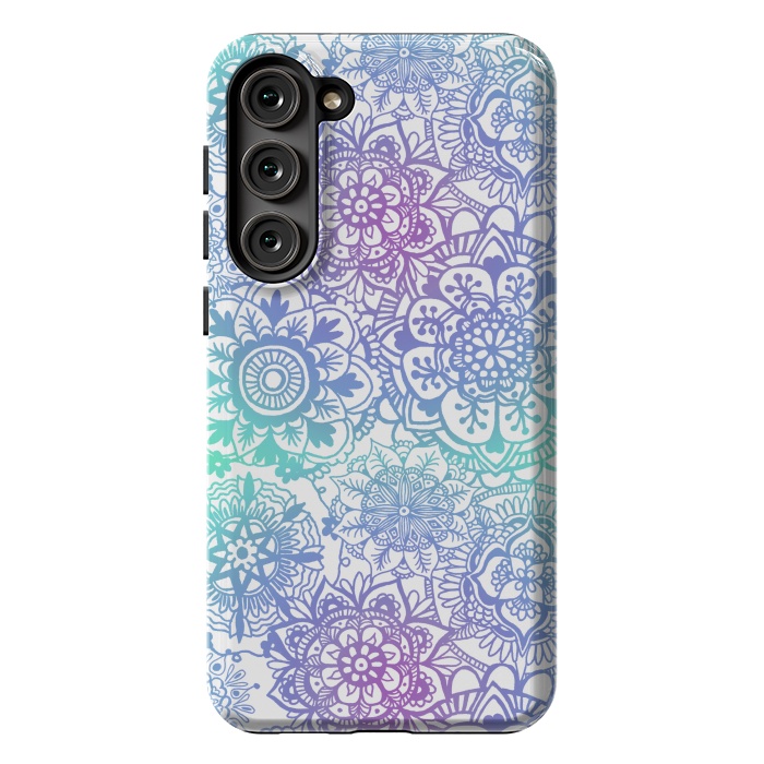 Galaxy S23 Plus StrongFit Pastel Purple and Blue Mandala Pattern by Julie Erin Designs