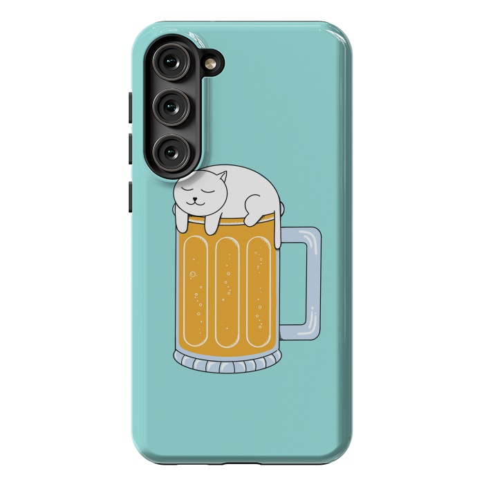 Galaxy S23 Plus StrongFit Cat Beer Green by Coffee Man