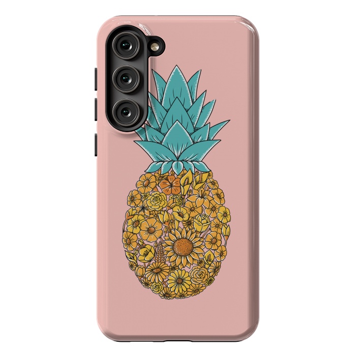 Galaxy S23 Plus StrongFit Pineapple Floral Pink by Coffee Man