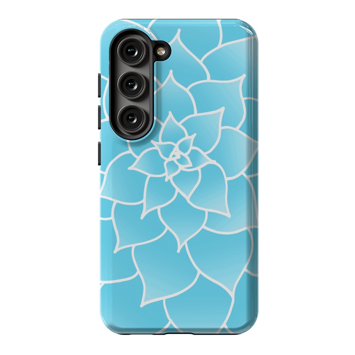 Galaxy S23 StrongFit Abstract Blue Succulent Flower by Julie Erin Designs