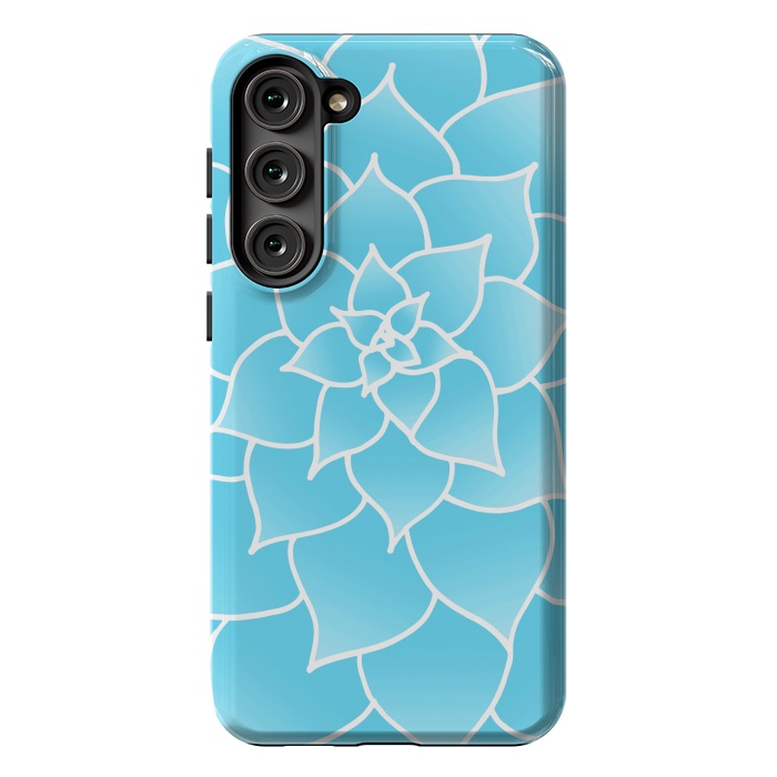 Galaxy S23 Plus StrongFit Abstract Blue Succulent Flower by Julie Erin Designs