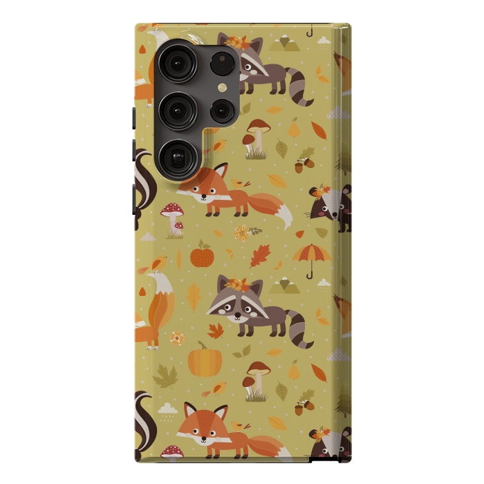 Galaxy S23 Ultra StrongFit Red Fox And Raccoon In Autumn by ArtsCase