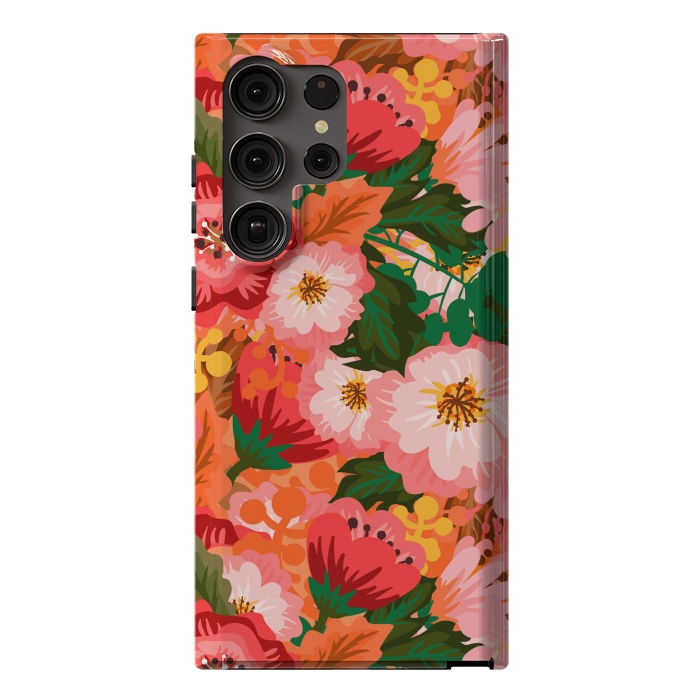 Galaxy S23 Ultra StrongFit Bouquet of flowers in pom poms and dahlias by ArtsCase