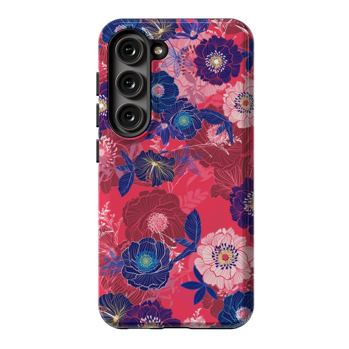 Galaxy S23 StrongFit Country Flowers in Red Sky by ArtsCase