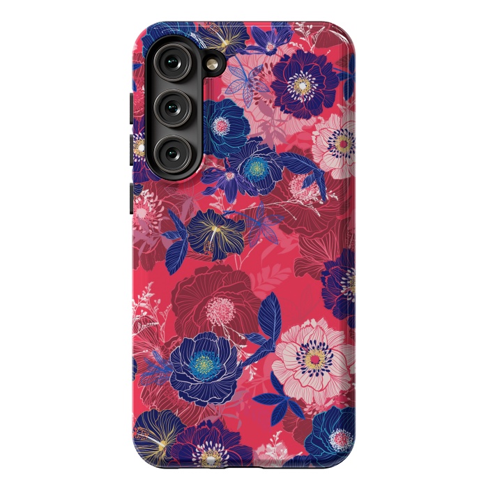 Galaxy S23 Plus StrongFit Country Flowers in Red Sky by ArtsCase