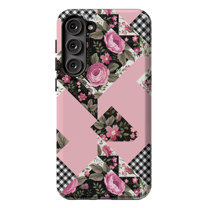 Galaxy S23 Plus StrongFit elegant roses with pink background by ArtsCase