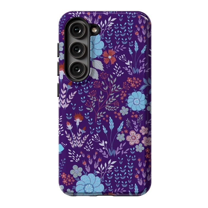 Galaxy S23 StrongFit tiny flowers in cold colors by ArtsCase