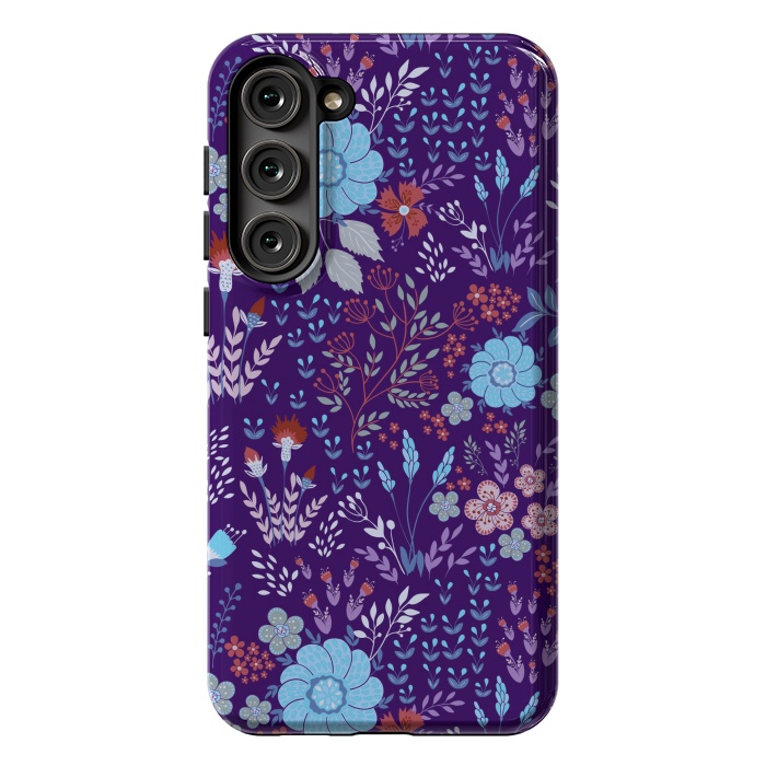 Galaxy S23 Plus StrongFit tiny flowers in cold colors by ArtsCase