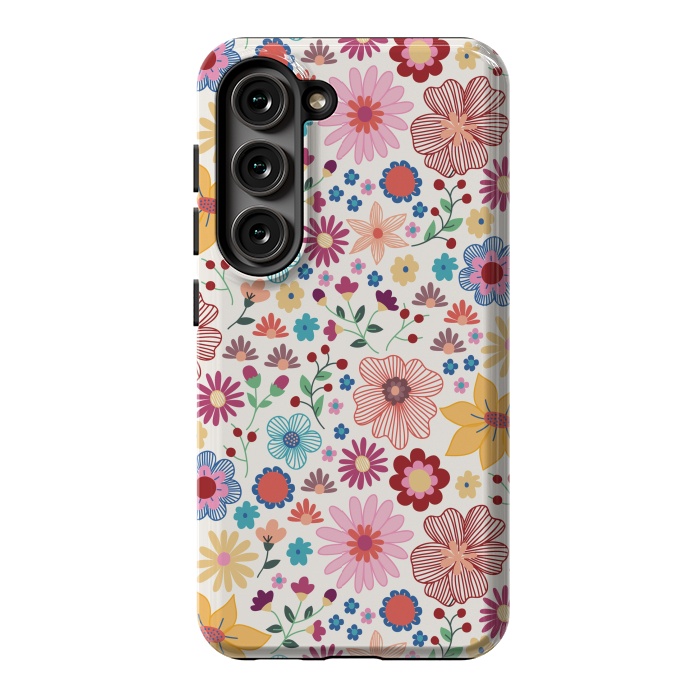 Galaxy S23 StrongFit Springtime Wild Bloom by TracyLucy Designs