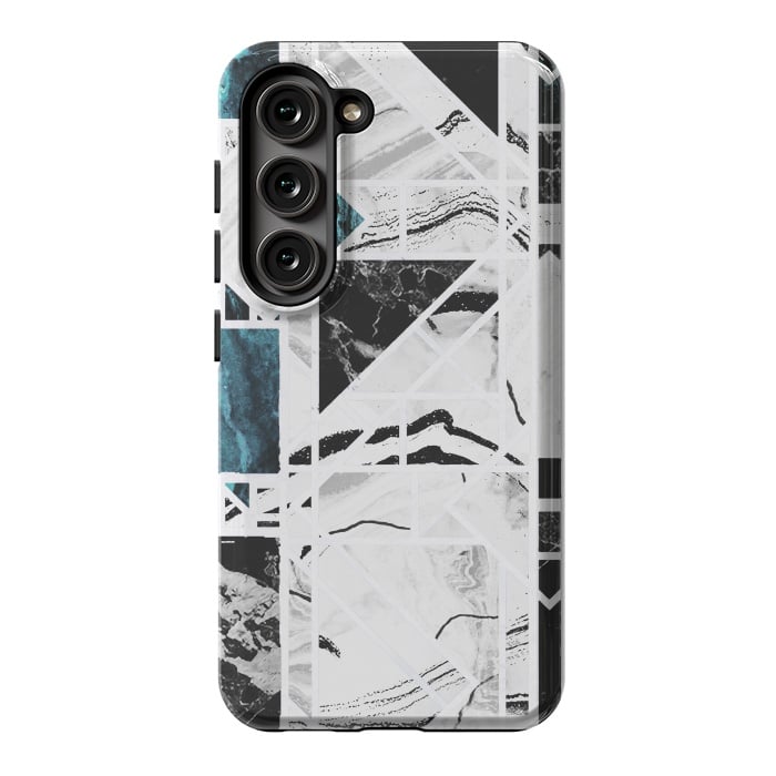 Galaxy S23 StrongFit Ink brushed marble tiles by Oana 