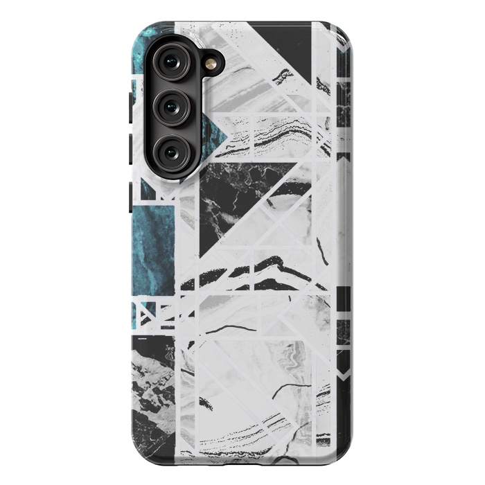 Galaxy S23 Plus StrongFit Ink brushed marble tiles by Oana 