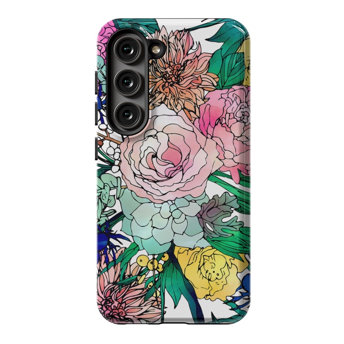 Galaxy S23 StrongFit Stylish Colorful Watercolor Floral Pattern by InovArts