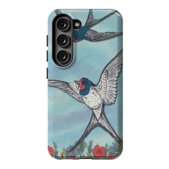 Galaxy S23 StrongFit Summer Swallows by Lotti Brown